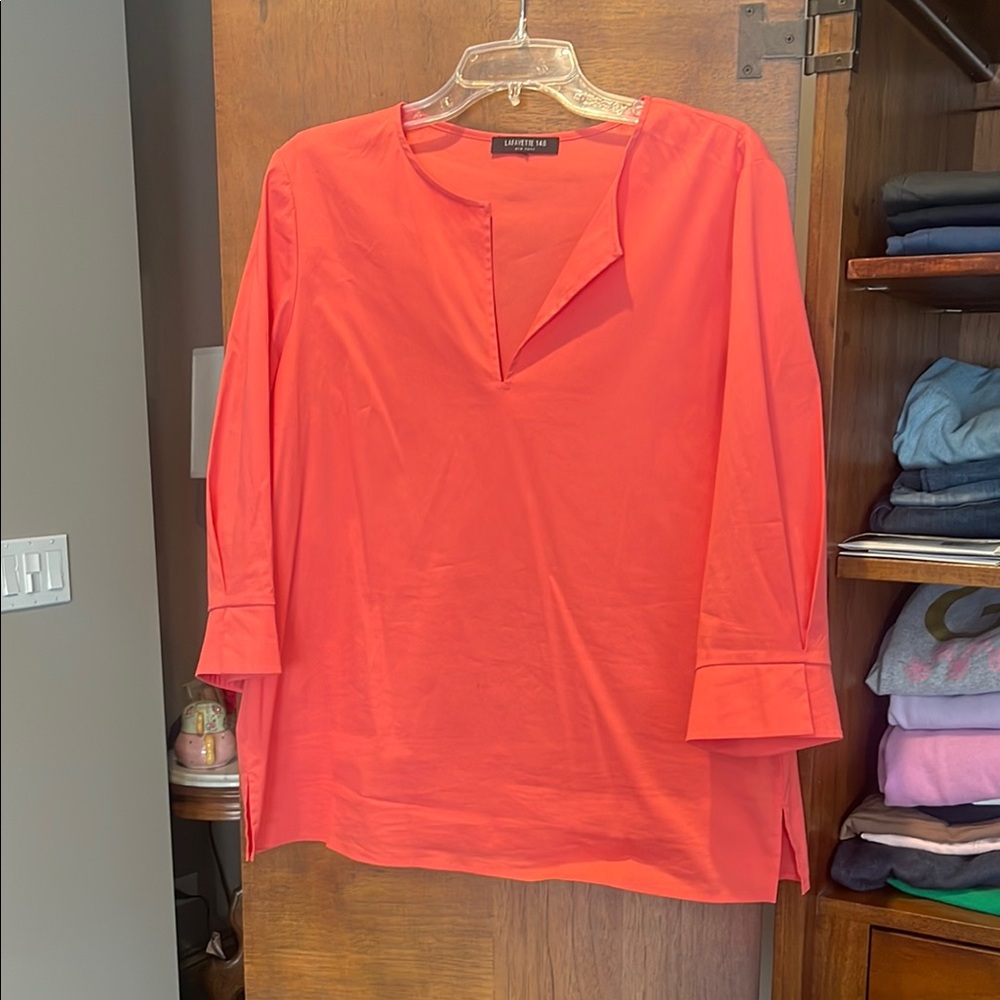 Lafayette 148 Coral 3/4 sleeve tunic Size L